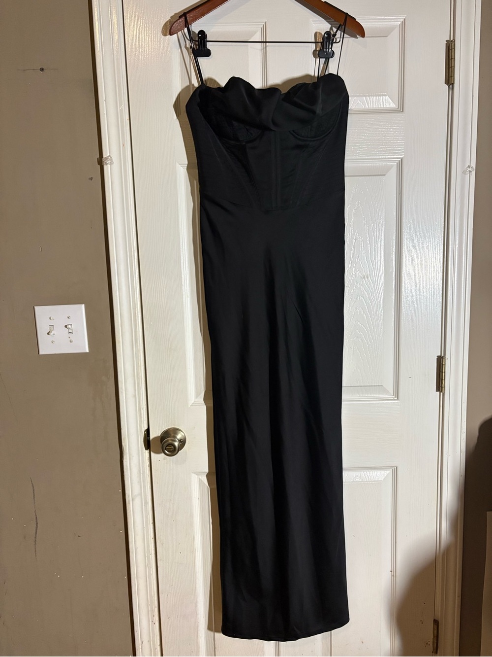 House of CB Black Strapless Column Gown